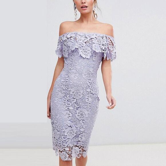 Paper Dolls London Lavender Lace Midi Dress Size US 4 - Picture 1 of 7
